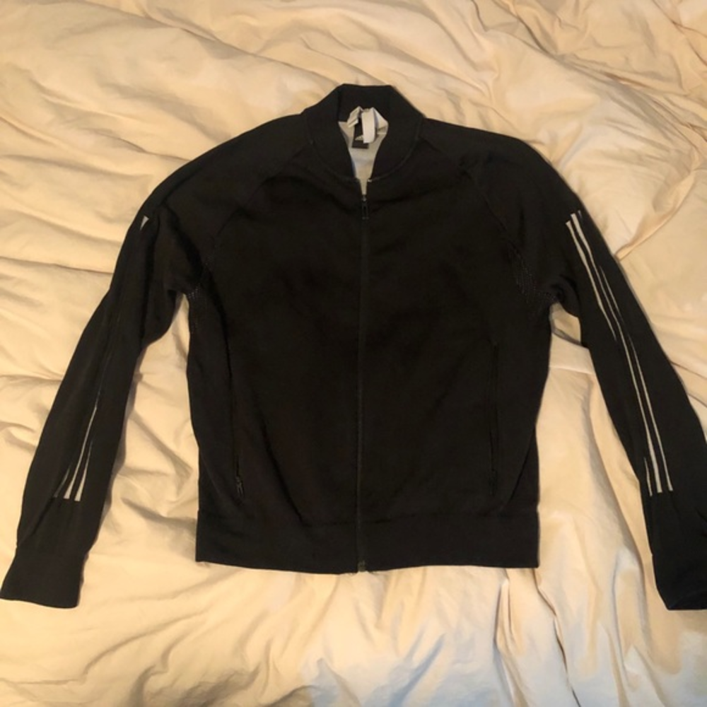 Black Adidas Full Zip 3 Stripes Track Jacket